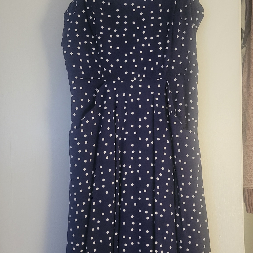 Navy Blue Polka Dot Dress